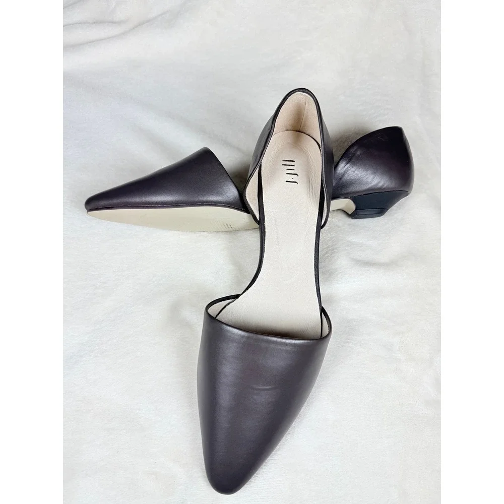 J. Jill Women Shoes Size 11 Plum Leather Pointed Toe D'Orsay Kitten Heel Pumps